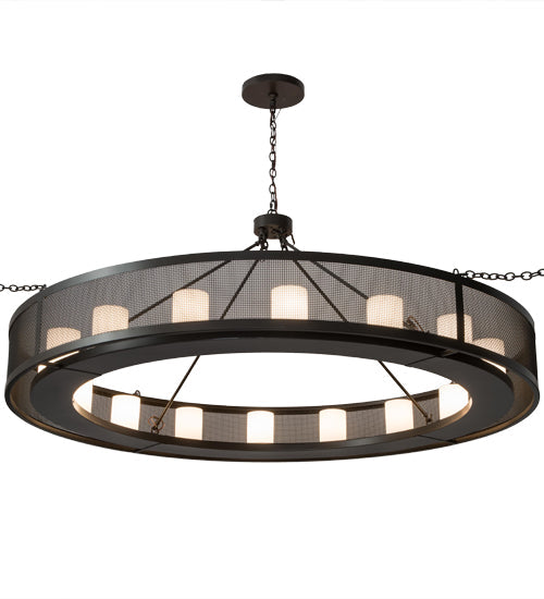 Meyda Lighting Loxley 78" 16-Light Timeless Bronze Golpe Chandelier With White Statuario Idalight Shade Glass