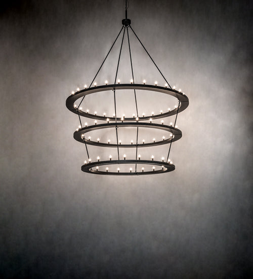 Meyda Lighting Loxley 80" 76-Light 3-Tier Textured Black Chandelier