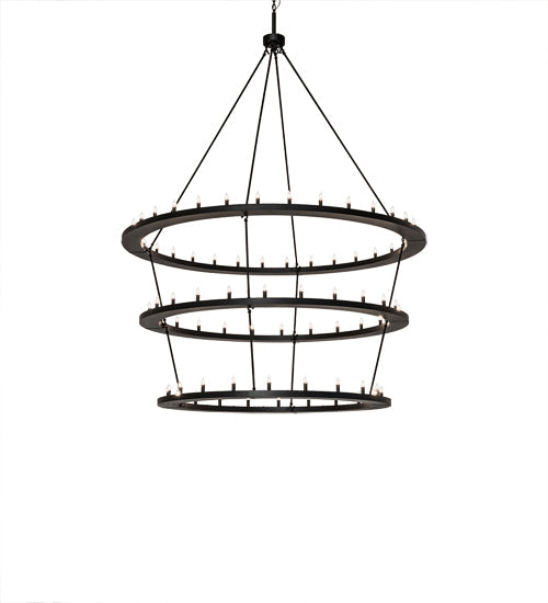 Meyda Lighting Loxley 80" 76-Light 3-Tier Textured Black Chandelier