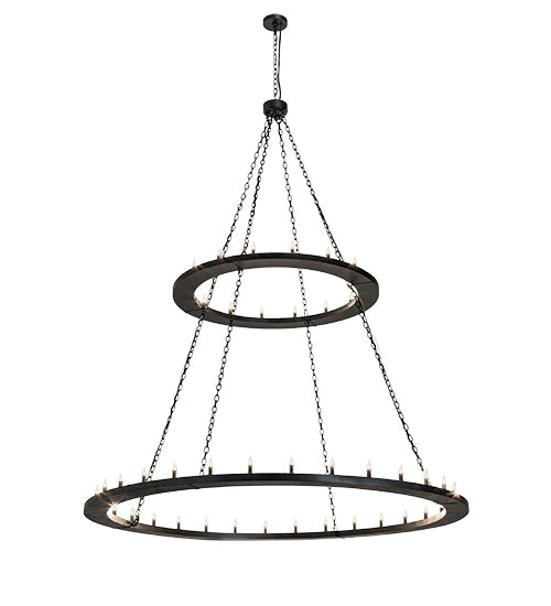 Meyda Lighting Loxley 84" 48-Light 2-Tier Textured Black Chandelier