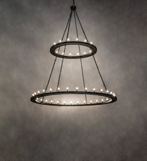 Meyda Lighting Loxley 84" 48-Light 2-Tier Textured Black Chandelier