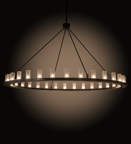 Meyda Lighting Loxley 96" 32-Light Timeless Bronze Chandelier With Clear Seeded Shade Glass