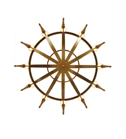 Meyda Lighting Lubovich 72" 18-Light 2-Tier Gilded Gold Chandelier With Gold Scavo Shade Glass
