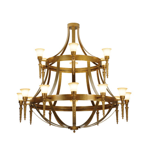 Meyda Lighting Lubovich 72" 18-Light 2-Tier Gilded Gold Chandelier With Gold Scavo Shade Glass