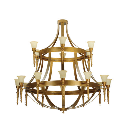 Meyda Lighting Lubovich 72" 18-Light 2-Tier Gilded Gold Chandelier With Gold Scavo Shade Glass