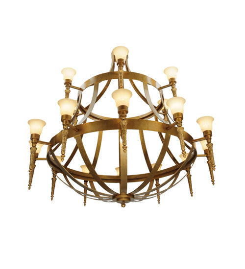 Meyda Lighting Lubovich 72" 18-Light 2-Tier Gilded Gold Chandelier With Gold Scavo Shade Glass