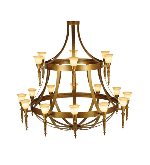 Meyda Lighting Lubovich 72" 18-Light 2-Tier Gilded Gold Chandelier With Gold Scavo Shade Glass