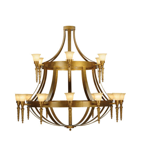 Meyda Lighting Lubovich 72" 18-Light 2-Tier Gilded Gold Chandelier With Gold Scavo Shade Glass