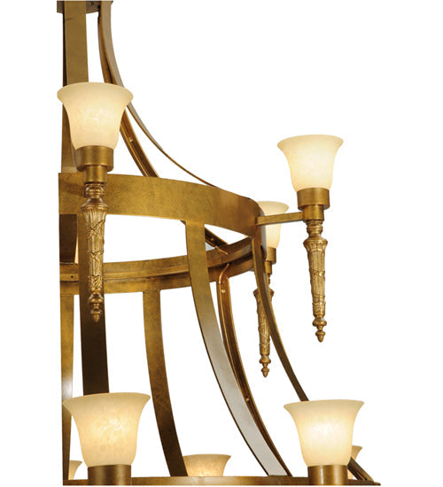 Meyda Lighting Lubovich 72" 18-Light 2-Tier Gilded Gold Chandelier With Gold Scavo Shade Glass