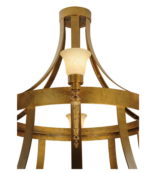 Meyda Lighting Lubovich 72" 18-Light 2-Tier Gilded Gold Chandelier With Gold Scavo Shade Glass