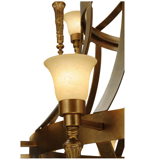 Meyda Lighting Lubovich 72" 18-Light 2-Tier Gilded Gold Chandelier With Gold Scavo Shade Glass