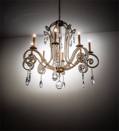 Meyda Lighting Lucerne 40" 8-Light Transparent Gold Chandelier