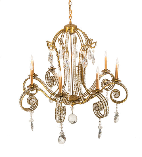 Meyda Lighting Lucerne 40" 8-Light Transparent Gold Chandelier