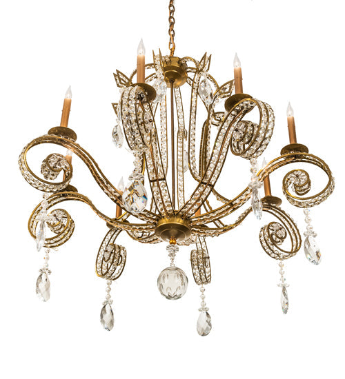 Meyda Lighting Lucerne 40" 8-Light Transparent Gold Chandelier