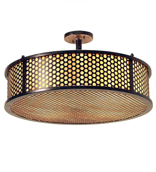 Meyda Lighting Luciano 24" 4-Light Chestnut Semi-flush Mount Ceiling Light With Ambra Siena Idalight Shade Glass