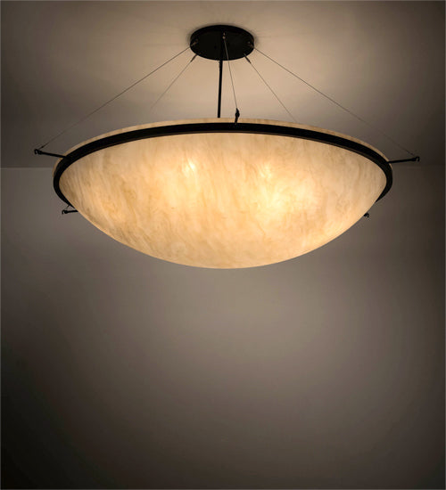 Meyda Lighting Lucus 67" 8-Light Timeless Bronze Earth Marble Inverted Pendant Light With Beige Sahara Taupe Idalight Shade