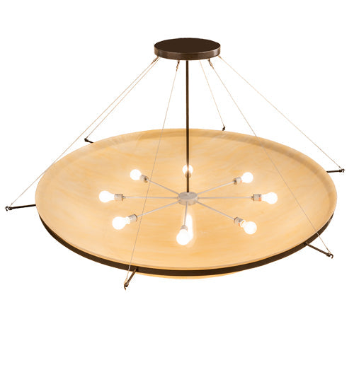 Meyda Lighting Lucus 67" 8-Light Timeless Bronze Earth Marble Inverted Pendant Light With Beige Sahara Taupe Idalight Shade