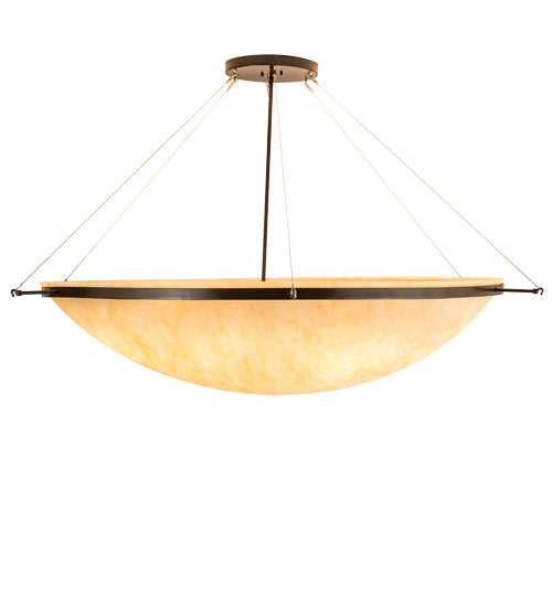 Meyda Lighting Lucus 67" 8-Light Timeless Bronze Earth Marble Inverted Pendant Light With Beige Sahara Taupe Idalight Shade