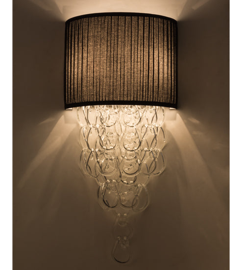 Meyda Lighting Lucy 15" 2-Light Blackened Pewter Wall Sconce With Black Pleated Textrene Shade
