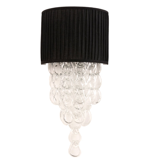 Meyda Lighting Lucy 15" 2-Light Blackened Pewter Wall Sconce With Black Pleated Textrene Shade