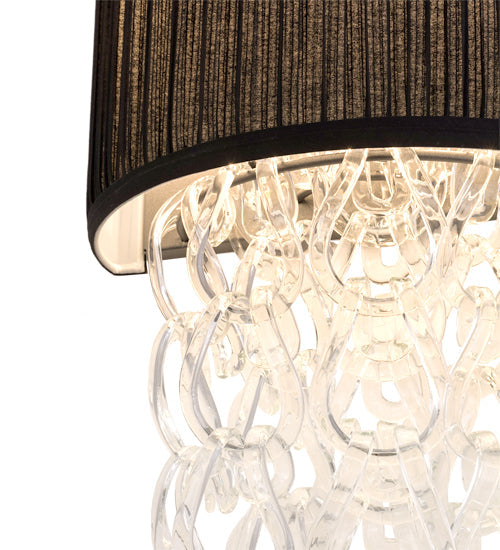 Meyda Lighting Lucy 15" 2-Light Blackened Pewter Wall Sconce With Black Pleated Textrene Shade