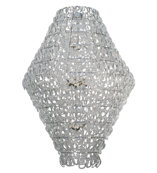 Meyda Lighting Lucy 48" 12-Light Polished Nickel Pendant Light With Clear Pretzels Shade Glass