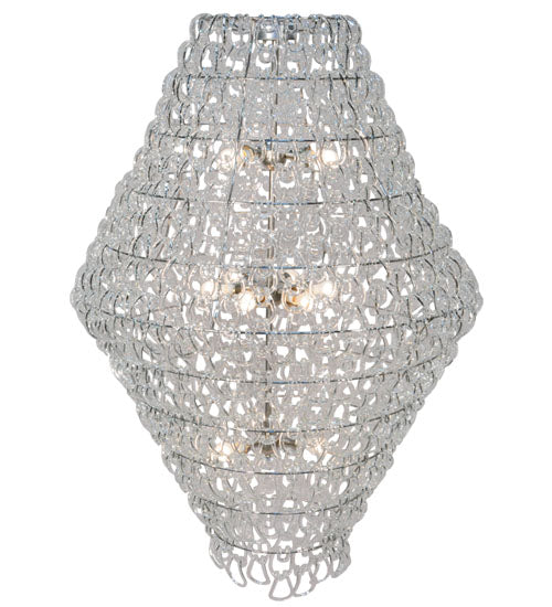 Meyda Lighting Lucy 48" 12-Light Polished Nickel Pendant Light With Clear Pretzels Shade Glass