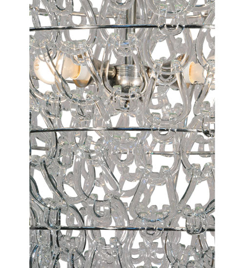 Meyda Lighting Lucy 48" 12-Light Polished Nickel Pendant Light With Clear Pretzels Shade Glass