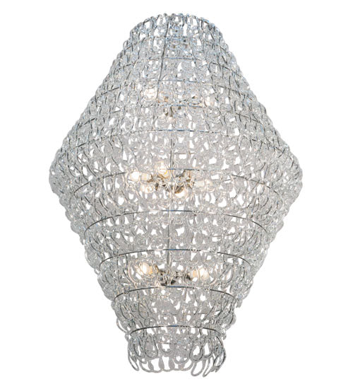 Meyda Lighting Lucy 48" 12-Light Polished Nickel Pendant Light With Crystal Clear Shade Glass