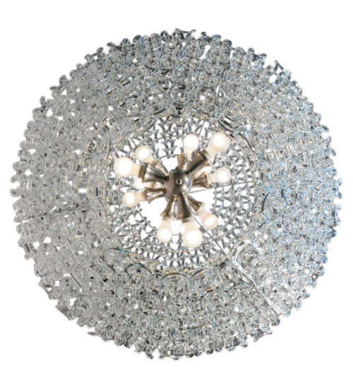 Meyda Lighting Lucy 48" 12-Light Polished Nickel Pendant Light With Crystal Clear Shade Glass