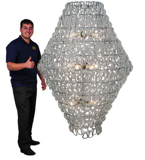 Meyda Lighting Lucy 48" 12-Light Polished Nickel Pendant Light With Crystal Clear Shade Glass
