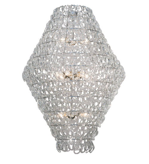 Meyda Lighting Lucy 48" 12-Light Polished Nickel Pendant Light With Crystal Clear Shade Glass