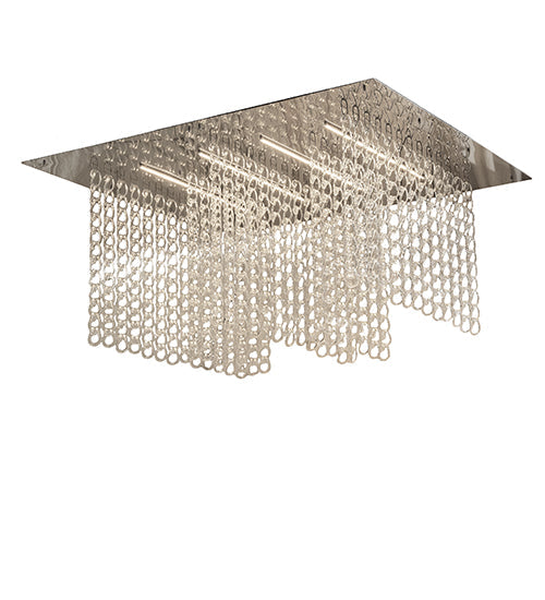 Meyda Lighting Lucy 86" LED Polished Stainless Steel Southland Chandelier With Clear Pretzels Shade Glass