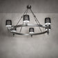 Meyda Lighting Luebeck 60" 6-Light LED Nickel Chandelier With Black Fabric Shade