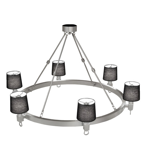 Meyda Lighting Luebeck 60" 6-Light LED Nickel Chandelier With Black Fabric Shade