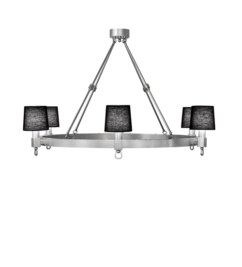 Meyda Lighting Luebeck 60" 6-Light LED Nickel Chandelier With Black Fabric Shade