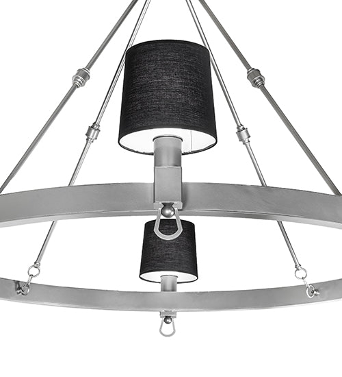 Meyda Lighting Luebeck 60" 6-Light LED Nickel Chandelier With Black Fabric Shade