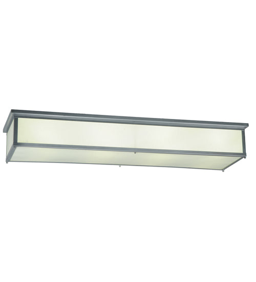 Meyda Lighting Lumina 72" 8-Light Sparkle Silver Flush Mount Light With White Trilam Textrene Shade