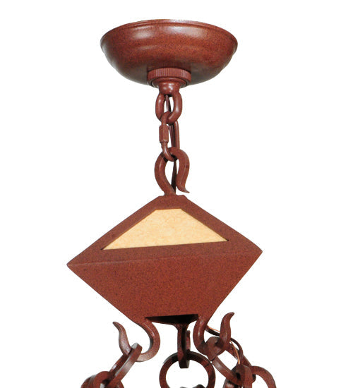 Meyda Lighting Luxor 42" 6-Light Rust Pendant Light With Tan Faux Leather Shade