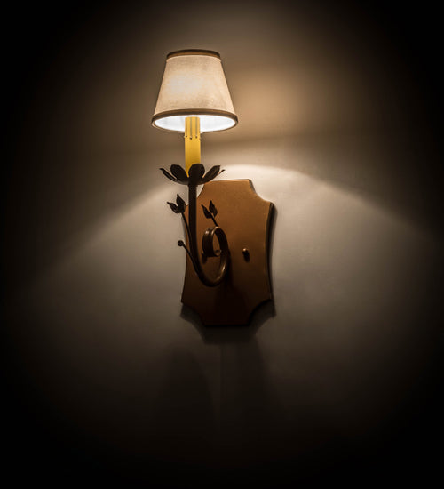 Meyda Lighting Lynda 6" Metallic Bronze Wall Sconce With Beige Natural Textrene Shade