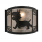 Meyda Lighting Lynx on the Loose 12" Textured Black Left Wall Sconce With Silver Mica Shade Glass
