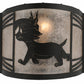 Meyda Lighting Lynx on the Loose 12" Textured Black Left Wall Sconce With Silver Mica Shade Glass