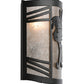 Meyda Lighting Lynx on the Loose 12" Textured Black Left Wall Sconce With Silver Mica Shade Glass