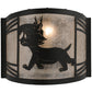 Meyda Lighting Lynx on the Loose 12" Textured Black Left Wall Sconce With Silver Mica Shade Glass