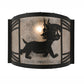 Meyda Lighting Lynx on the Loose 12" Textured Black Right Wall Sconce With Silver Mica Shade Glass