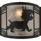 Meyda Lighting Lynx on the Loose 12" Textured Black Right Wall Sconce With Silver Mica Shade Glass