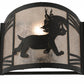 Meyda Lighting Lynx on the Loose 12" Textured Black Right Wall Sconce With Silver Mica Shade Glass