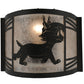 Meyda Lighting Lynx on the Loose 12" Textured Black Right Wall Sconce With Silver Mica Shade Glass
