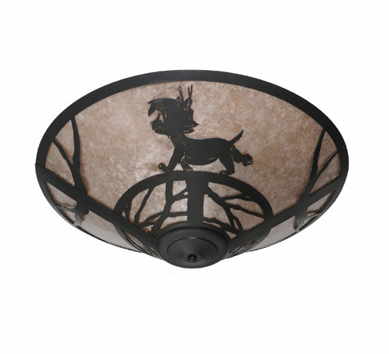 Meyda Lighting Lynx on the Loose 22" 3-Light Textured Black Flush Mount Light With Silver Mica Shade Glass