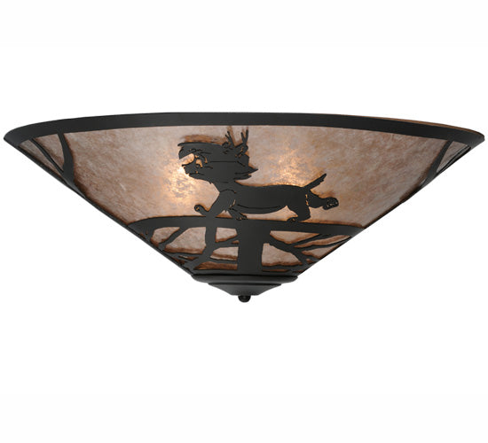 Meyda Lighting Lynx on the Loose 22" 3-Light Textured Black Flush Mount Light With Silver Mica Shade Glass